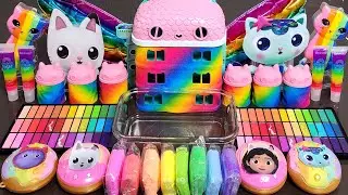 Rainbow Gabbys Dollhouse SlimeMixing Makeup,Parts,Glitter Into Slime. #ASMR#satisfying#slime