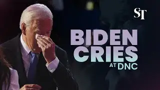 Biden wipes away tears on DNC stage