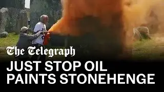 Just Stop Oil protesters spray Stonehenge orange on eve of summer solstice