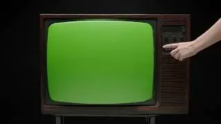 TV GreenScreen | old retro television with antenna on grey background broken old fashioned tv screen