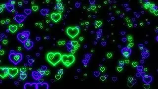 Romantic Purple and green Neon Heart | Heart Background Video Loop | Animated Background | Particle