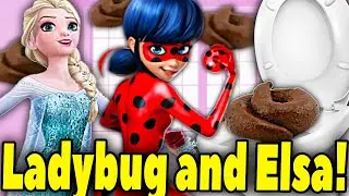 Miraculous Ladybug and Elsa Frozen 2 POOP in the TOILET! Ladybug Pooping. Elsa Pooping