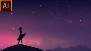 Night Scene Vector Illustration | Adobe Illustrator Tutorial