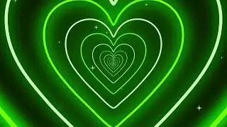 💚 Green Neon Tunnel Heart Background video effects HD [12 HOURS] 💚