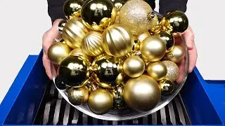 100 GOLDEN CHRISTMAS BAUBLES vs. FAST SHREDDER...!!!