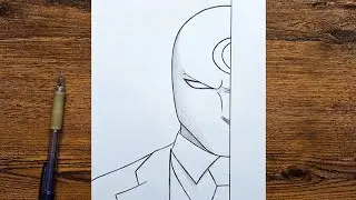 Easy drawing half face | How to draw Moon Knight step by step | easy tutorial