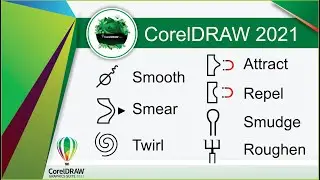 CorelDraw 2021 Shape, Smear, Twirl, Attract, Repel, Smudge, and Roughen tools tutorial how to use.