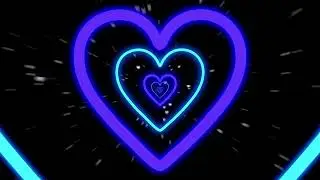 Heart Tunnel Background |  Neon Lights Romantic Love Hearts Loop | blue and purple 12H