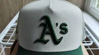 Бейсболка New Era 9FORTY A-Frame Oakland Athletics 50TH Anniversary Stone-Green/Grey UV Trucker