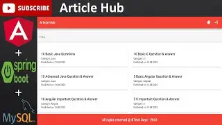 Article Hub (Angular, Spring Boot - Java, MySQL Database, JWT Token)