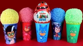 PJ Masks Play Foam Cups Surprise Catboy Owlette Gekko Blind Bags Surprise Eggs Opening Learn Colors