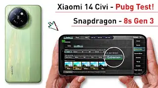 Xiaomi 14 Civi Pubg Test - Graphics Test.! SD 8s Gen 3 + Vivid 1.5k 120Hz Amoled.🔥