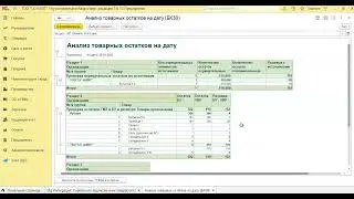 Анализ товарных остатков в регистре Товары организаций (БУ) на дату