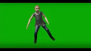 3D student girl animated on green screen playing and talking and active in chroma key movie backgrou