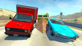 Грузовик монстр нарушитель и вождение по городу - Мультик игра про машины BeamNG.Drive 2023