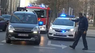 POLICE HELP FIRE ENGINE FIGHT HEAVY TRAFFIC! + Emergency vehicles responding with WEIRD Sirens!