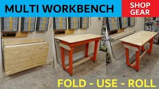 Fold Up and Rolling Workbench - Compact Workstation For Small Shops