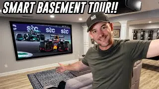 SMART HOUSE BASEMENT TOUR - Home Theater, Workout Room, Bar and Office Setup