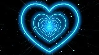 Heart Tunnel Video💙Blue Neon Lights Heart Motion Background Heart Tunnel Background [4Hours]