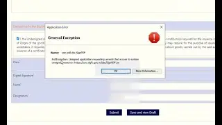 General Exception Unsigned application requesting unrestricted access yo system