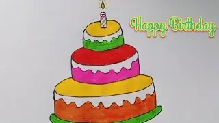 How to draw a birthday cake | Birthday cake drawing | easy cake drawing