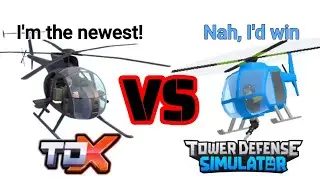 NEW TDX UPDATE HELICOPTER TOWER vs TDS PURSUIT!  Tower Defense Simulator, Tower Defense X (Roblox)