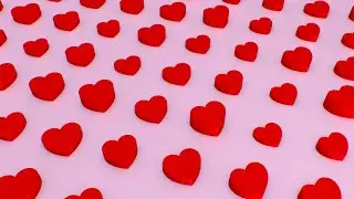 Grid Of Bright Red Valentines Day 3D Hearts Romantic Love Concept 4K DJ Visuals Loop Background