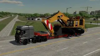 Farming Simulator 22: Load And Unload Heavy CAT 6015B On Low Loader Trailer Mercedes-Benz Actros SLT