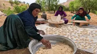 Baking one of the thinnest breads in the world by the Grandmas family