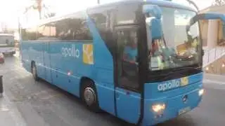 Odjezd autobusu s norskými turisty z Platanias, Kréta