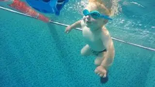 One and a half year old swimmer from Zhytomyr surprises pool visitors