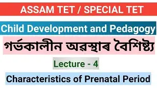 L - 4 || গৰ্ভকালীন অৱস্থাৰ বৈশিষ্ট্য || Characteristics of prenatal period || ATET,STET