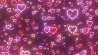 Pretty Pink And Purple Love Hearts And Sparkles Falling Down Slowly 4K UHD 60fps 1 Hour Video Loop