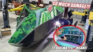 More MAJOR Damage On My Mini Jet Boat, Surgery Begins! + An INSANE Sub Woofer Van Destroys Our Ears!