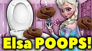 Princess Elsa POOPS in the TOILET. Frozen Elsa Pooping. Elsa's POOPS