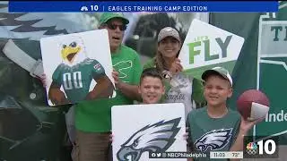 Young Football Players Among Fans Checking Out Eagles Training Camp | NBC10