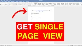 How To Get Single Page View In Word