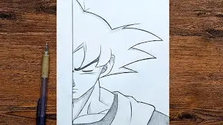 Easy anime half face drawing | How to draw Goku step by step | easy tutorial