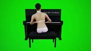 3d green screen woman in bikini diver playing piano in European bars from back angle chroma key