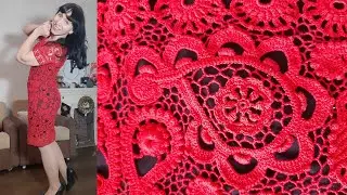 Lesson 6. Red dress. Big paisley left. Crochet.