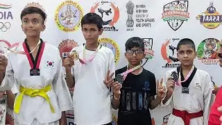 Me in red chest gard ♥️ and my opponent player (Robin) alwar turnament 🥋🖤 me gold medal 🏅