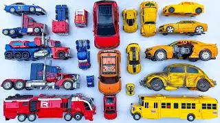 Transformers BUMBLEBEE & OPTIMUS PRIME Rise of BEASTS - TRUK BUS CRANE HELICOPTER SUPERHERO Animated