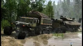 Spintires Mudrunner - Weird Truck D-13 YAG-MORT 8x8  - Driving Offroad Military Transport T70 Tank