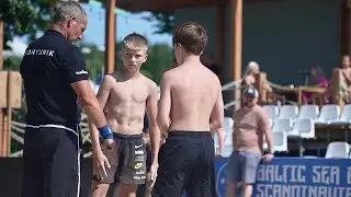 U17 Dominik Samuel (EST) vs Ken-Markus Kalvet (EST) 50kg. Boys beach wrestling.