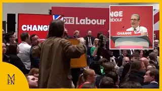 Keir Starmer interrupted by protester during election speech