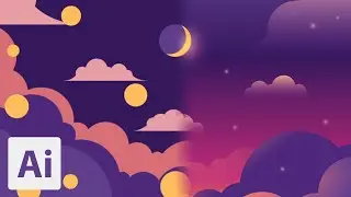 How to Create Flat Design (Purple Night) (1/2) | Adobe Illustrator Tutorials