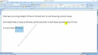 How to sum Time in Excel-sum over 24 hours time in excel