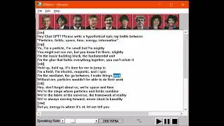 DECTalk rap battle between "Particles, fields, space, time, energy, information" ChatGPT