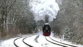 Laute Dampfloks und viel Schnee im Harz Wernigerode - Eisfelder Talmühle