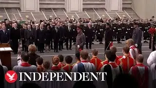 Remembrance Sunday: Politicians and veterans sing national anthem at the Cenotaph